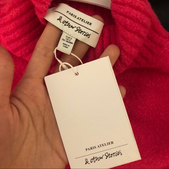 & Other Stories Hot Pink Turtleneck Sweater - Picture 6 of 6